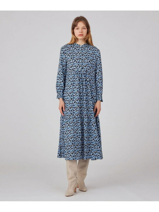 楽天市場】ブルリーフラワープリント クルーネックワンピース Ballsey  