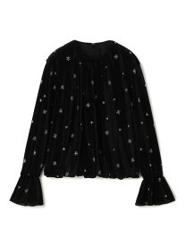 メッシュベロアエンブロイダリー ラッフルカフスブラウス Ballsey トゥモローランド トップス シャツ・ブラウス ブラック【送料無料】[Rakuten Fashion]