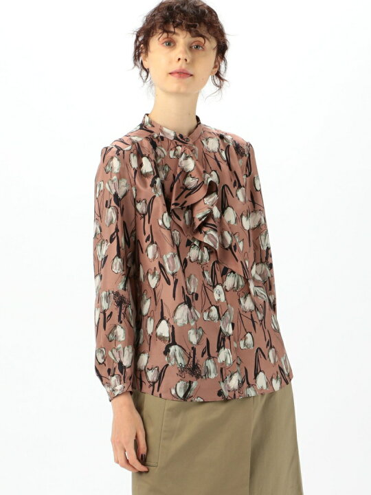楽天市場】【SALE／30%OFF】シルクフラワープリント ボウタイブラウス 