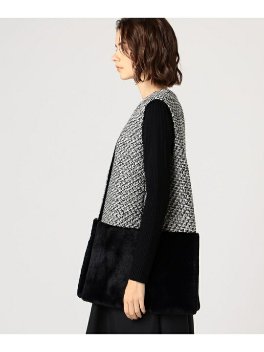 楽天市場】【SALE／40%OFF】モノトーンロービング ファーペプラムジレ 