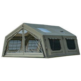 【TOMOUNT公式】【新作】TOMOUNT インフレータブルテント 2ルーム エアーテント 超大空間 ロッジ型テント 煙突穴付き キャンプテント TC テント 6～10人用 ファミリーテント 簡単設営 アウトドアテント 日除け 遮熱 グランピング 480x360x220cm 【LODGE AIR-17】