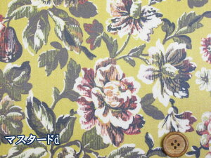 ゴブラン風 アンティークフラワー フラワー・花柄 綿麻ヘリンボン生地 ラミネート つや消し (バッグ ポーチ クロス ビニールコーティング ラミネート 花 フラワー 布 生地 薄手 手芸