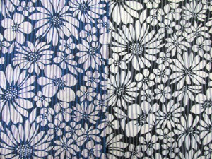 ソフトパール加工 ストライプフラワー・花柄 60ローン生地 (シャツ ワンピース チュニック ブラウス スカート シャツ バッグ ポーチ エプロン カバーリング インテリア 手芸 ハンドメイド