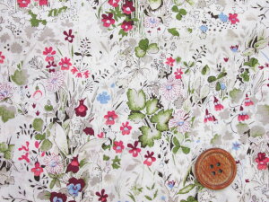 30%オフ!! ビスコース繊維ブランド エコベロ リトルフラワーガーデン柄 タイプライター生地 (ワンピース チュニック スカート マスクの表地 ポーチ エプロン カバーリング