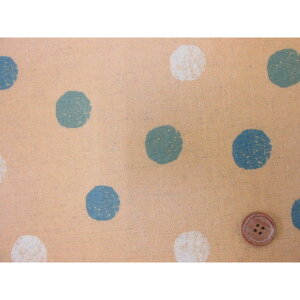 【和楽美】綿麻キャンバス  ランダムシャビードット (スモーキーマスタード)ラミネート↑