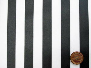 定番● ストライプ【大】柄 ブロード生地(黒色)ラミネート つや消し