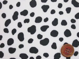 アニマルプリント ダルメシアン柄 ツイル生地 ラミネート つや消し (定番 人気 可愛い 大人可愛い 流行り ペット 犬 カバン バッグ ポーチ クロス ビニールコーティング ラミネート 手