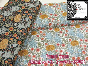 moda USAコットン Morris Collection ファンネルグリーン フラワー・花柄 シーチング生地 (ワンピース チュニック スカート ヘアバンド シュシュ バック ポーチ エプロン クロス カバーリン