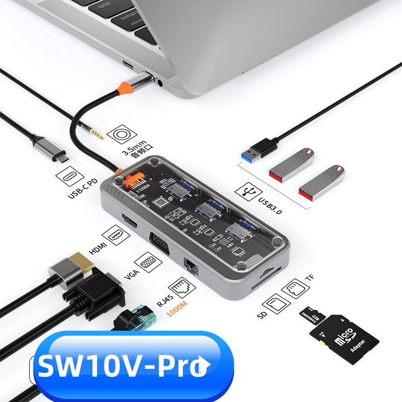 楽天市場】USBハブ 透明おしゃれ型 急速充電ポート TypeC HDMI ハブ