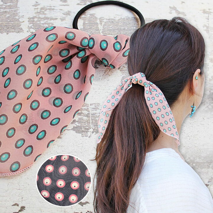 楽天市場 ヘアアクセサリー スカーフポニー アジアン エスニック ファッション小物アジアン雑貨 アジアンファッション ヒッピー フォークロア シフォン Tompa トンパ 楽天市場支店