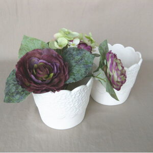 【数量限定】ホワイト 小物入れ 鉢カバー 置物 花立 ギフト 白 陶器