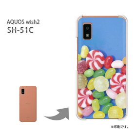 ゆうパケ送料無料 AQUOS wish2 SH-51C ケースアクオス aquoswish2 PCケース おしゃれ 人気 カワイイアクセサリー スマホケース カバー ハード ポリカーボネート[スイーツ・キャンディー(ブルー・黄）/sh51c-pc-new0402]