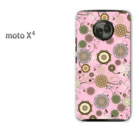 ゆうパケ送料無料 MOTOROLA moto X4MOTO moto x4クリア 透明 ハードケース ハードカバーアクセサリー スマホケース スマートフォン用カバー[花・レトロ(ピンク)/motox4-pc-new1673]