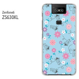 ゆうパケ送料無料 ZenFone6 ZS630KL ゼンフォンASUS zenfon6アクセサリー スマホケース カバー ハード ポリカーボネート[花・蜂(ブルー)/zs630kl-pc-new0985]
