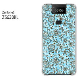 ゆうパケ送料無料 ZenFone6 ZS630KL ゼンフォンASUS zenfon6アクセサリー スマホケース カバー ハード ポリカーボネート[花・レトロ(ブルー)/zs630kl-pc-new1658]