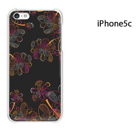 ゆうパケ送料無料 iPhone 5C用ケース iPhone5C ハードケースカバー CASE iPhone ケース スマートフォン用カバー[花(黒)/i5c-pc-new0716]