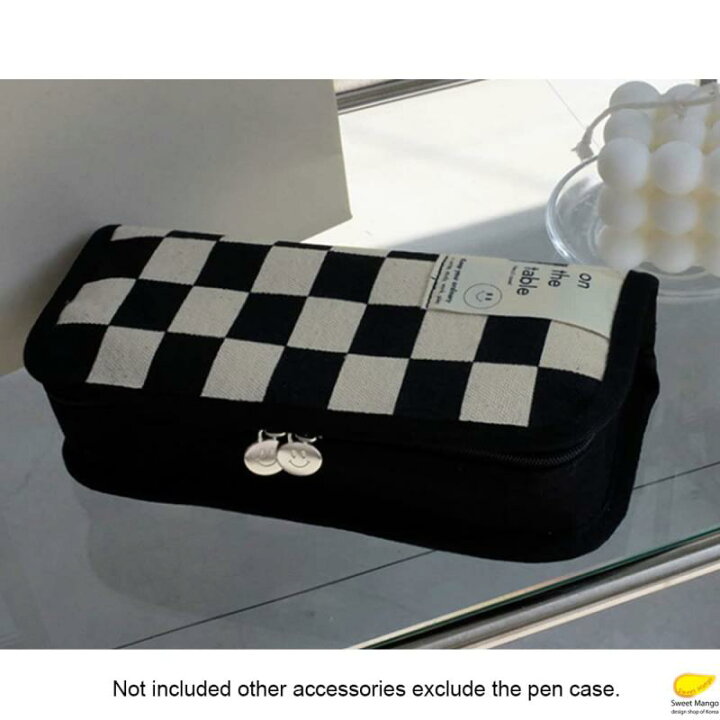 On The Table Checkerboard Pen Case ペンケース 韓国 ペン コスメ ポーチ 筆箱 TOMstore