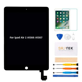 SRJTEK For Apple iPad Air 2 9.7” 2014 A1566 A1567 修理用 液晶パネル ディスプレイスクリーン タッチパネル 修理パーツ 修理工具付き