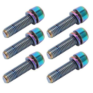 自転車ステムネジ 6個入り カラーネジ ワッシャー付き 304ステンレス鋼 自転車ステムスクリュー ステムスクリュー 自転車パーツ 交換部品 (M5)
