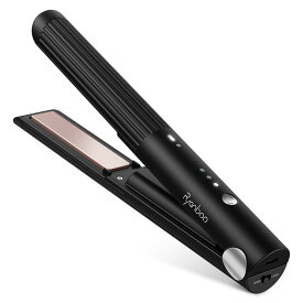 Ryanboo コードレスヘアアイロン USB充電式ヘアアイロン コードレス ミニヘアアイロン メンズ 持ち運び用ヘアアイロン 前髪 3段階温度調整 MAX200℃ 15mm (Black)