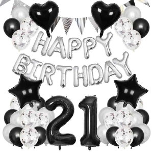 Lausatek 誕生日 バルーン 飾り付け 20歳 風船 セット バースデー happy birthday ガーランド 数字風船紙ふぶき入り 女の子 パーティー サプライズ 空気入れ付き