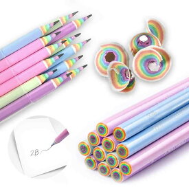 鉛筆 かきかたえんぴつ レインボー鉛筆 2b 鉛筆 女の子 可愛い鉛筆 虹色鉛筆 おしゃれ鉛筆 かわいい鉛筆 小学生鉛筆 Rainbow Pencils ペーパーペンシル おもしろ文房具 子供ペンシル にじえんぴ