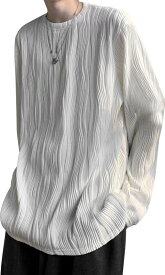[エアバイ] ウェーブ エンボス カットソー 韓国風 シンプル かっこいい 春 夏 ロンT Tシャツ メンズ M～2XL