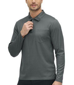 [TBMPOY] メンズ ポロシャツ ポケット付き 長袖 ゴルフウェア トレーニングウェア アクティブシャツ フィットネTシャツ 折り襟 つりわ 速乾 紫外線防止 アウトドアシャツ