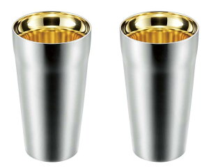 よこやま 燕人の匠 「プライム」 内面金メッキ ダブルタンブラー 300ml 2P ET-2000 シルバー