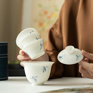 茶器 携帯型 陶器 中国風 手描き 蝶 コップ セット 旅行 露営 アウトドア