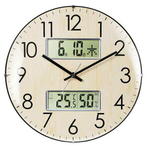 Nbdeal 掛け時計 電波 温度 湿度 日付 曜日表示 直径33.5cm アナログ 連続秒針 静音 球面ガラス