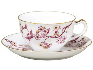 大倉陶園 桜シリーズ 第4回「祝い桜」 カップ&ソーサー 235cc ティーカップ コーヒーカップ 高級磁器 日本製 花柄 ホワイト ギフト プレゼント お祝い 1C/A682-4