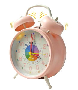 目覚まし時計 子供 知育時計 置き型時計 アナログ 目覚まし時計 学習時計 卓上 置き時計 見やすい時計 静音連続秒針 アラーム時計 男の子/女の子 勉強用 かわいい時計 めもりつき 子供 小学