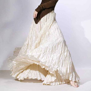 スカート レディース Aラインスカート ロングスカート ギャザースカート ポリエステル 墨緑 深灰 灰粉 芥青 水色 茄子花紫 鉄錆色 コーヒー ピンク 大紅 ブラック 黒 白 ホワイト ベージュ 無