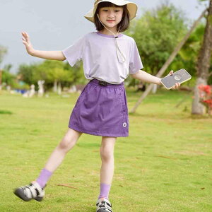 子供用スカート セットアップ 女の子用 ツーピース Aラインスカート 半袖トップス 綿混紡 無地 春夏 薄手 カジュアル 普段使い 120cm 130cm 140cm 150cm 160cm 170cm
