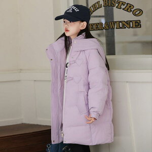 子供服 ダウンジャケット ガールズ 中綿入り 中長丈 フード付き アウター ウェア 浅紫色 浅藍色 淡粉色 120cm 130cm 140cm 150cm 160cm 8歳以上 中大童 ポリエステル