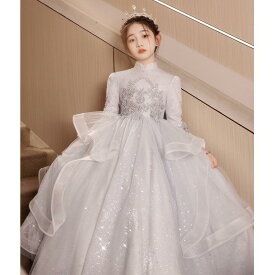 子供用フォーマルドレス ガールズ長袖プリンセスドレス ピアノ発表会 演奏会 誕生日 パーティー 結婚式 発表会 イベント 聚酯纤维（涤纶） 春秋