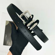 ベルト 男性用 牛革 ローラーバックル スケルトン 常緑 蔓柄 メンズ レディース ウエストバンド ブラック…