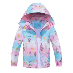 キッズ アウター ジャケット 春秋 男女兼用 子供服 恐竜 プリント グラデーションカラー アウトドア 防水 防風 取り外し可能 フード付き ジップアップ 蛍光色 90cm 100cm 110cm 120cm 130cm 140cm
