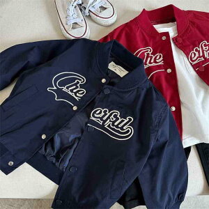 子供服 ジャケット キッズ 男女兼用 長袖 野球服 春秋 カジュアル 刺? アウター 綿 ポリエステル レッド ネイビー 90 100 110 120 130 140