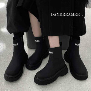 ブーツ レディース メンズ 本革 チェルシー ショートブーツ 厚底 ミドル丈 男女兼用 カジュアル 秋冬 防水