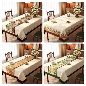 テーブルクロス 長方形 美式 防水 防油 防汚 撥水 耐熱 PVC製 花柄 白蘭地色