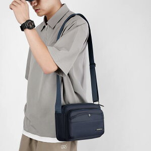 ショルダーバッグ 男性用 オックスフォード生地 ビジネス 通勤 斜めがけ 鞄 横型 無地 通気性 グレー ネイビー ブラック カーキ