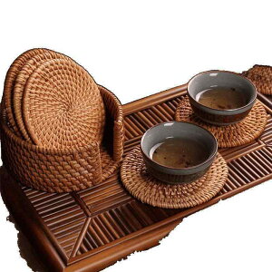 茶托 鍋敷き 籐製 手編み 断熱マット コースター 食器マット 籐編み カップ ? 碗 皿 ポット プレート 中華風 和風 レトロ