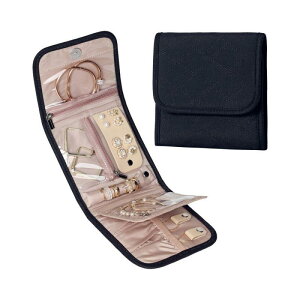 ジュエリーボックス 小型 折りたたみ式 ネックレス ピアス 指輪 ブレスレット 収納ケース 携帯用 黒