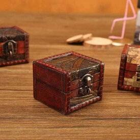 アクセサリーケース レディース レトロ 中国風 木製 小型 収納ボックス 鍵付き 和風 ギフトボックス 草花 水仙 地図 葡萄 銅銭柄