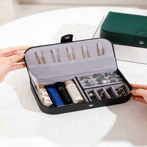 ジュエリーボックス レディース 女性用 PUレザー アクセサリー 収納 ケース ピアス イヤリング ネックレス 指輪 持ち運び 携帯用 ブラック エメラルドグリーン