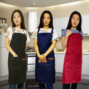 エプロン レディース メンズ キッズ 子供 帆布 防水 厨房 レストラン 工作 親子 韓式スタイル ブラック ネイビー カーキ色 ワインレッド