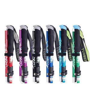 トレッキングポール 男女兼用 アウトドア 多機能 伸縮式 超軽量 折りたたみ 登山杖 赤色 黒色 青色 紫色 水色 緑色 アルミ合金