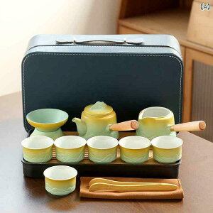 茶器セット 旅行用茶器 粗陶 ティーポット 蓋碗 ビジネスギフト 千里江山 携帯式 陶瓷 現代 ?? アウトドア